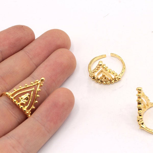 24k Shiny Gold Plated Adjustable Princess Crown Ring, Tiara Ring, Coronet Ring, Tiny Crown Ring, Adjustable Ring, Gold Plated Rings, GR143