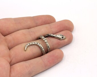 Antique Silver Plated Adjustable Tiny Snake Ring, Silver Snake Ring, Snake Wrap Ring, Animal Ring, Unique Ring, Silver Plated Rings, SR377