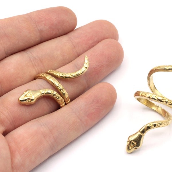 Brass Adjustable Tiny Snake Ring, Brass Snake Ring, Snake Wrap Ring, Animal Ring, Unique Ring, Adjustable Brass Ring, Raw Brass Rings, BR377