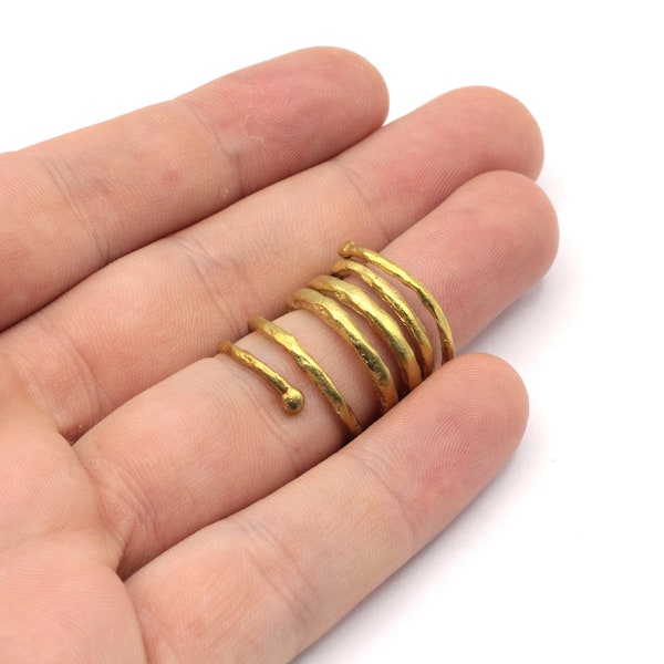 Brass Adjustable Loop Ring, Brass Spiral Ring, Brass Wrap Ring, Thumb Ring, Brass Coil Ring, Adjustable Brass Ring, Raw Brass Ring, BR290