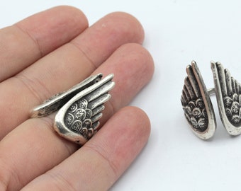 Antique Silver Adjustable Angel Wing Ring, Silver Wing Ring, Silver Ring, Angel Wing Open Ring, Adjustable Ring, Silver Plated Rings, SR335