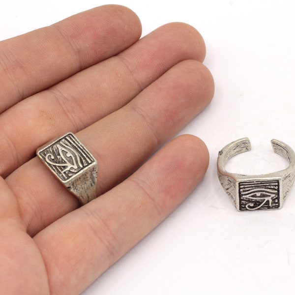 Antique Silver Adjustable Eye of Horus Ring, Silver Eye of Ra Ring, Eye Of Ra Band Ring, Adjustable Silver Ring, Silver Plated Rings, SR299