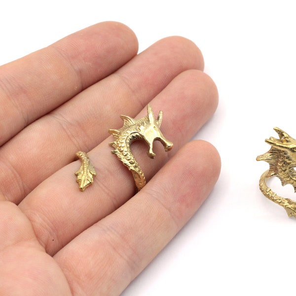 Brass Adjustable Dragon Ring, Dragon Wrap Ring, Mythological Ring, Wrap Ring, Animal Ring, Adjustable Brass Ring, Raw Brass Rings, BR311