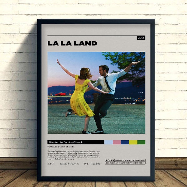 Cartel de La La Land, cartel de película minimalista, impresión de arte retro vintage, cartel personalizado, impresión de arte de pared, decoración del hogar, impresiones de pared vintage