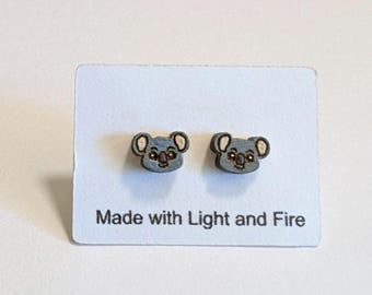 Tiny Koala Stud Earrings | Flatback Titanium Earrings for Sensitive Ears | Cute Animal Studs