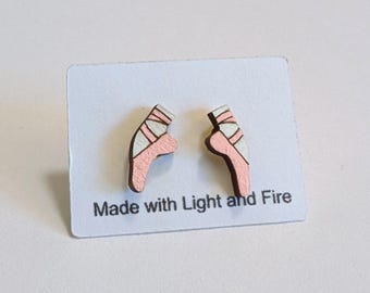 Tiny Ballerina Stud Earrings | Flatback Titanium Earrings for Sensitive Ears | Small Ballet Shoe Studs