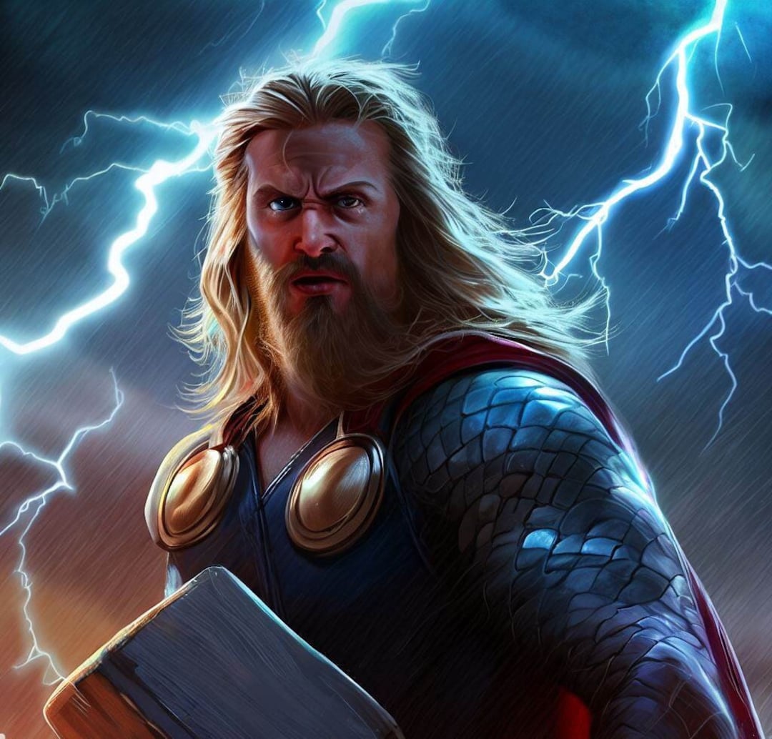 Thor Fanart Digital Image Marvel Inspired AI Etsy
