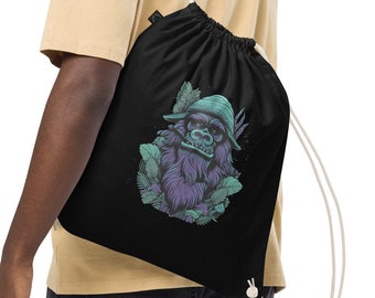 Happy Sasquatch Organic cotton drawstring bag