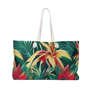 Floral Weekender Tote Bag | Large Travel Bag | Women&#39;s Overnight Bag | Flower Print Carry-On | Floral Travel Luggage