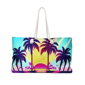 Weekender Tote Bag | Tropical Design | Palm Leaf Beach Bag | Summer Travel Bag | Fashionable Gift for Her
