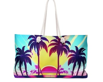 Weekender Tote Bag | Tropical Design | Palm Leaf Beach Bag | Summer Travel Bag | Fashionable Gift for Her