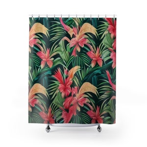 Fabric Shower Curtain | Geometric Bathroom Decor | Modern Bath Curtain | Water Repellent | Machine Washable