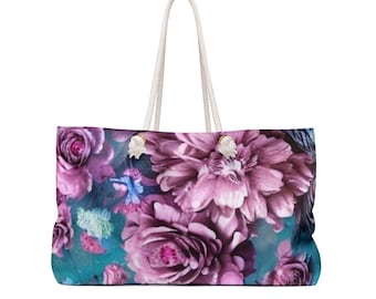 Sac fourre-tout floral de week-end | Grand sac de voyage | Sac de voyage femme | Bagage à main à imprimé fleuri | Bagages de voyage floraux