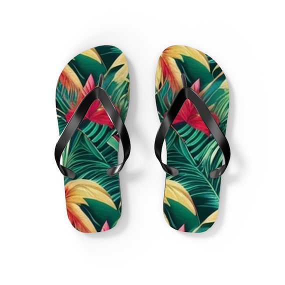 Tropical Palm Tree Flip Flops | Beach Sandals | Vacation