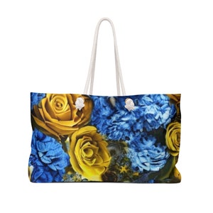 Floral Weekender Tote Bag | Large Travel Bag | Women&#39;s Overnight Bag | Flower Print Carry-On | Floral Travel Luggage