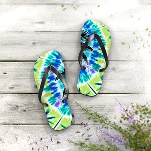Tropical Palm Tree Flip Flops | Beach Sandals | Vacation Footwear | Summer Shoes | Palm Leaf Print