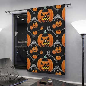 Halloween Window Curtains, Blackout Drapes, Spooky Home Décor, Window Treatments, Halloween Party Decorations