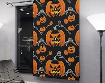 Halloween Window Curtains, Blackout Drapes, Spooky Home Décor, Window Treatments, Halloween Party Decorations