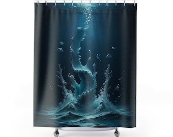 Tenda da doccia con scena oceanica sott'acqua, decorazione per il bagno in spiaggia, tema costiero, tenda da bagno nautica, regalo per gli amanti del mare