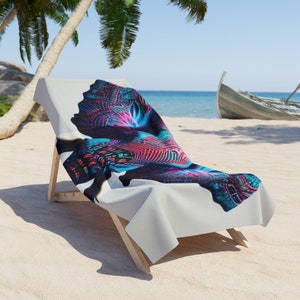 Tranquil Elephant Beach Towel | Minimalist Polyester and Cotton Fabric Beach Towels For Beach Décor | Washable Beach Towels