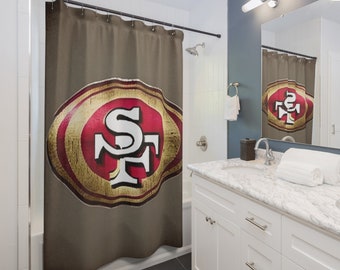 San Francisco 49ers Shower Curtain | Minimalist Polyester Fabric Bathroom Curtains For Bathroom Décor | Washable Bath Curtain