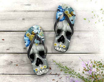 Tropical Palm Tree Flip Flops | Beach Sandals | Vacation Footwear | Summer Shoes | Palm Leaf Print