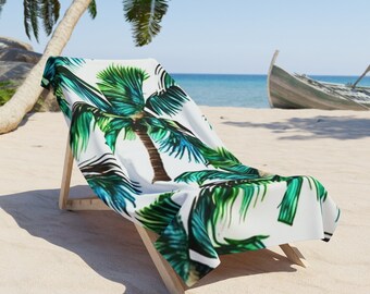 Palm Tree Beach Towel | Minimalist Polyester and Cotton Fabric Beach Towels For Beach Décor | Washable Beach Towels