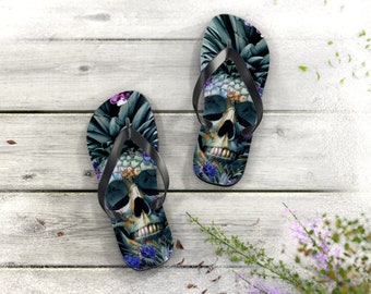 Tropical Palm Tree Flip Flops | Beach Sandals | Vacation Footwear | Summer Shoes | Palm Leaf Print