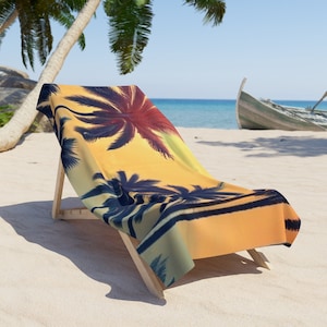 Hawaiian Tropical Beach Towel | Minimalist Polyester and Cotton Fabric Beach Towels For Beach Décor | Washable Beach Towels