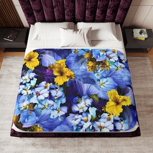 Floral Blanket | Sherpa Blanket | Two Colors | Cuddle Blanket | Bedroom Decor | Home Decor | Living Space Designs