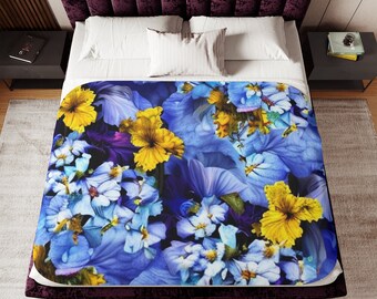 Floral Blanket | Sherpa Blanket | Two Colors | Cuddle Blanket | Bedroom Decor | Home Decor | Living Space Designs