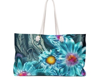 Sac fourre-tout floral de week-end | Grand sac de voyage | Sac de voyage femme | Bagage à main à imprimé fleuri | Bagages de voyage floraux