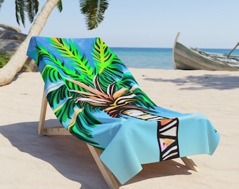 Palm Tree Beach Towel | Minimalist Polyester and Cotton Fabric Beach Towels For Beach Décor | Washable Beach Towels