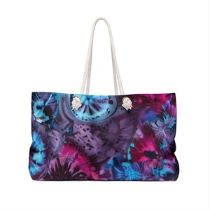 Tie Dye Weekender Tote Bag | Large Travel Bag | Beach Bag | Boho Style | Carry On Bag