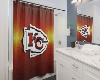 Chiefs Shower Curtain | Minimalist Polyester Fabric Bathroom Curtains For Bathroom Décor | Washable Bath Curtain