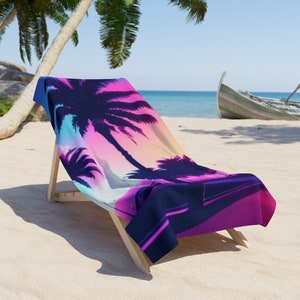 Tropical Palm Tree Beach Towel | Minimalist Polyester and Cotton Fabric Beach Towels For Beach Décor | Washable Beach Towels
