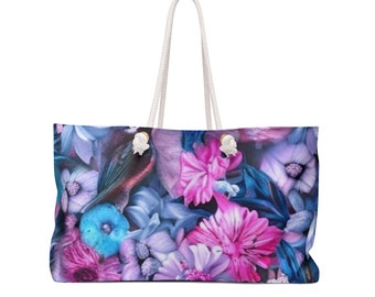 Sac fourre-tout floral de week-end | Grand sac de voyage | Sac de voyage femme | Bagage à main à imprimé fleuri | Bagages de voyage floraux