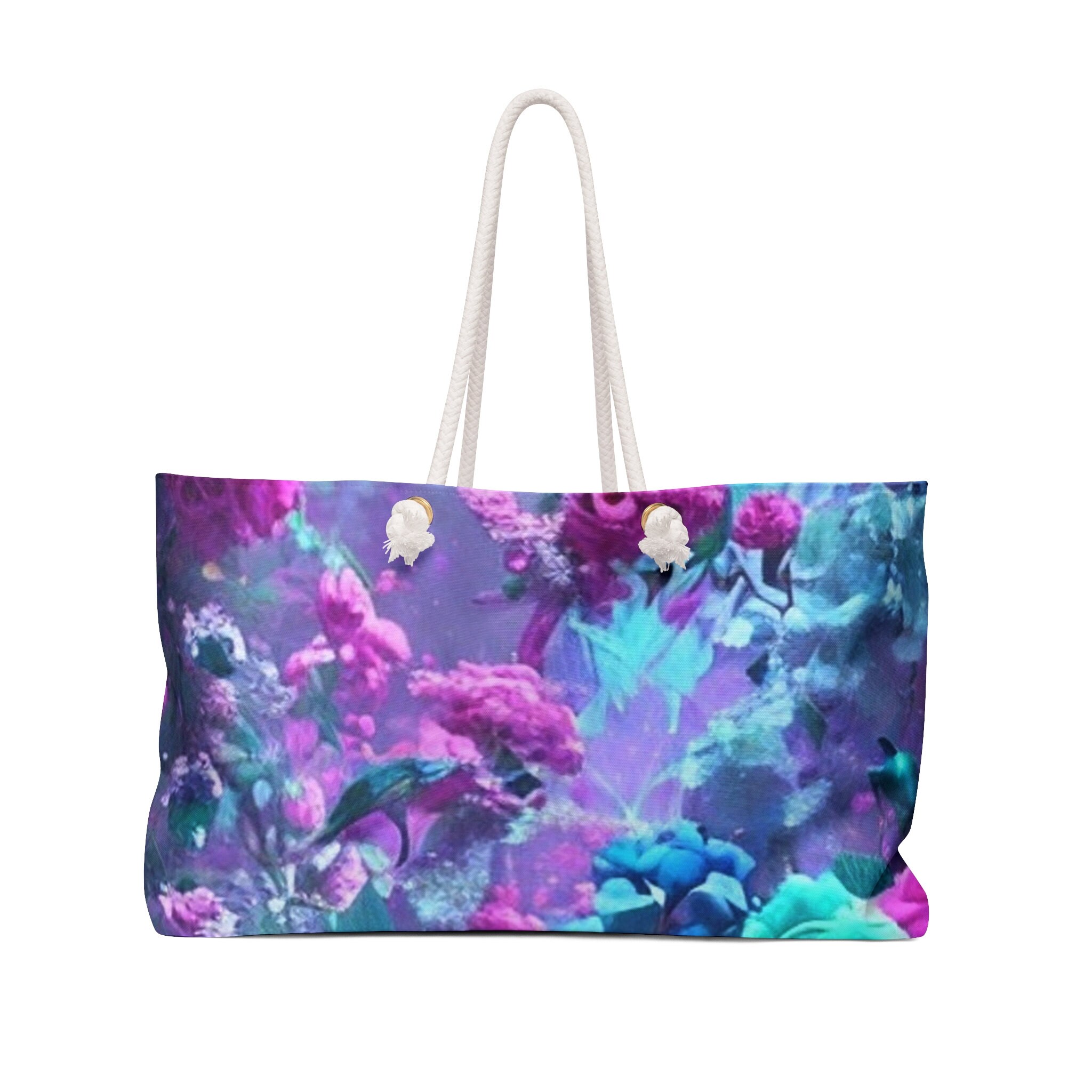 Floral Weekender Tote Bag | Large Travel Bag | Women's Overnight Bag | Flower Print Carry-On | Floral Travel Luggage