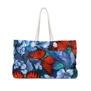 Floral Weekender Tote Bag | Large Travel Bag | Women&#39;s Overnight Bag | Flower Print Carry-On | Floral Travel Luggage