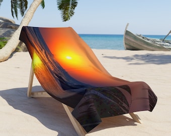 Sunrise Beach Towel | Minimalist Polyester and Cotton Fabric Beach Towels For Beach Décor | Washable Beach Towels