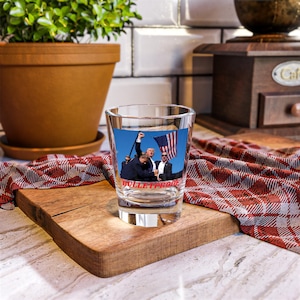 Trump American Hero Bulletproof Shotglass | Patriotic Shot Glass | Unique Barware | Political Gift | Collector's Glass
