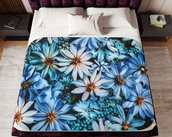 Floral Blanket | Sherpa Blanket | Two Colors | Cuddle Blanket | Bedroom Decor | Home Decor | Living Space Designs