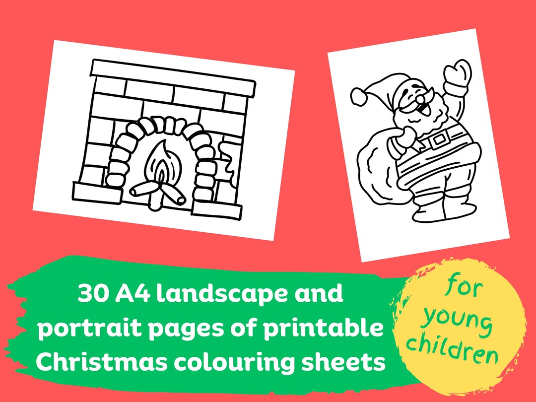 30 Page A4 Printable Christmas Colouring Coloring Sheets for Kids