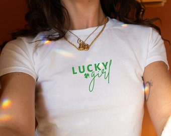 Lucky Girl Baby Tee, Luck You Crop Top, Trendy Y2k Shirt, Shamrock Baby Tee,Ireland Baby Tee,Y2K Baby Tee, Irish Boys Crop Top,Trendy Top