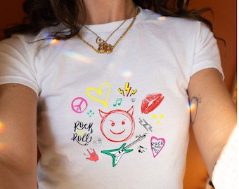 Y2K 90s baby tee, coquette baby tee, , 90s Baby Tee, 2000s clothing, Punk Baby Tee crop top, Grundge y2k, rock and roll, 2K Baby tee-shirt