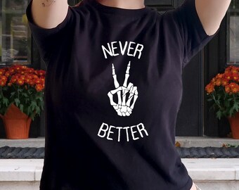 skeleton Hand Baby Tee, Skeleton Y2K Baby Tee Shirt, Horror Gift, Skeleton Rock shirt, Rock and Roll Shirt, Rock festival Shirt y2k baby tee