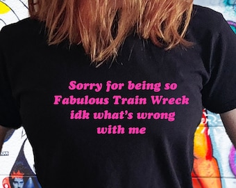 Désolé pour le t-shirt bébé, haut court t-shirt bébé de l'an 2000, t-shirt Rave de style vintage, fêtarde, musique hyperpop merch, chemise club, chemise gosse, chemise taquine