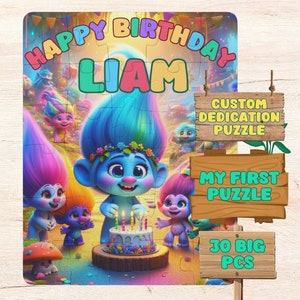 Personalized Name Puzzle For Kids And Children,30 pcs, Trolls Jigsaw Puzzle, custom kids name puzzle, Name Custom Puzzle, Personal toys kids