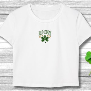 crop top Lucky baby tee y2k crop top vintage crop top shamrock top festive crop top Lucky You baby tee st pattricks Lucky 90s style shirt