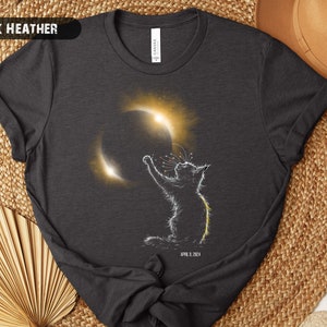 Katzen Sonnenfinsternis Shirt, 8. April 2024, totale Sonnenfinsternis beobachten T-Shirt, Sonnenfinsternis Souvenir Geschenk, Katzenliebhaber, Familien Astronomie Geschenk